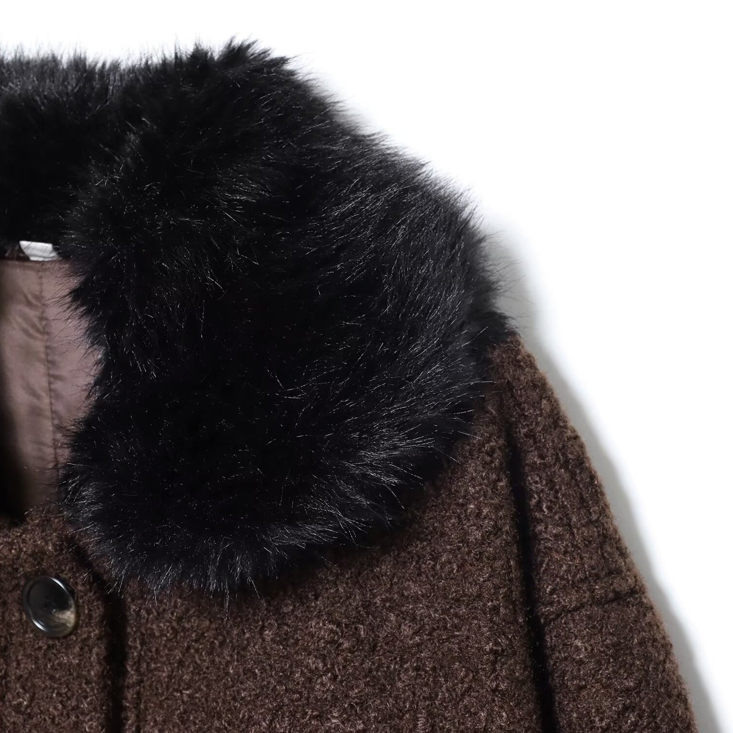 Hairy Collar Twill Coat | Tajstylo