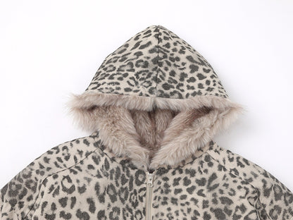 Leopard Print Hooded Cotton Jacket | Tajstylo