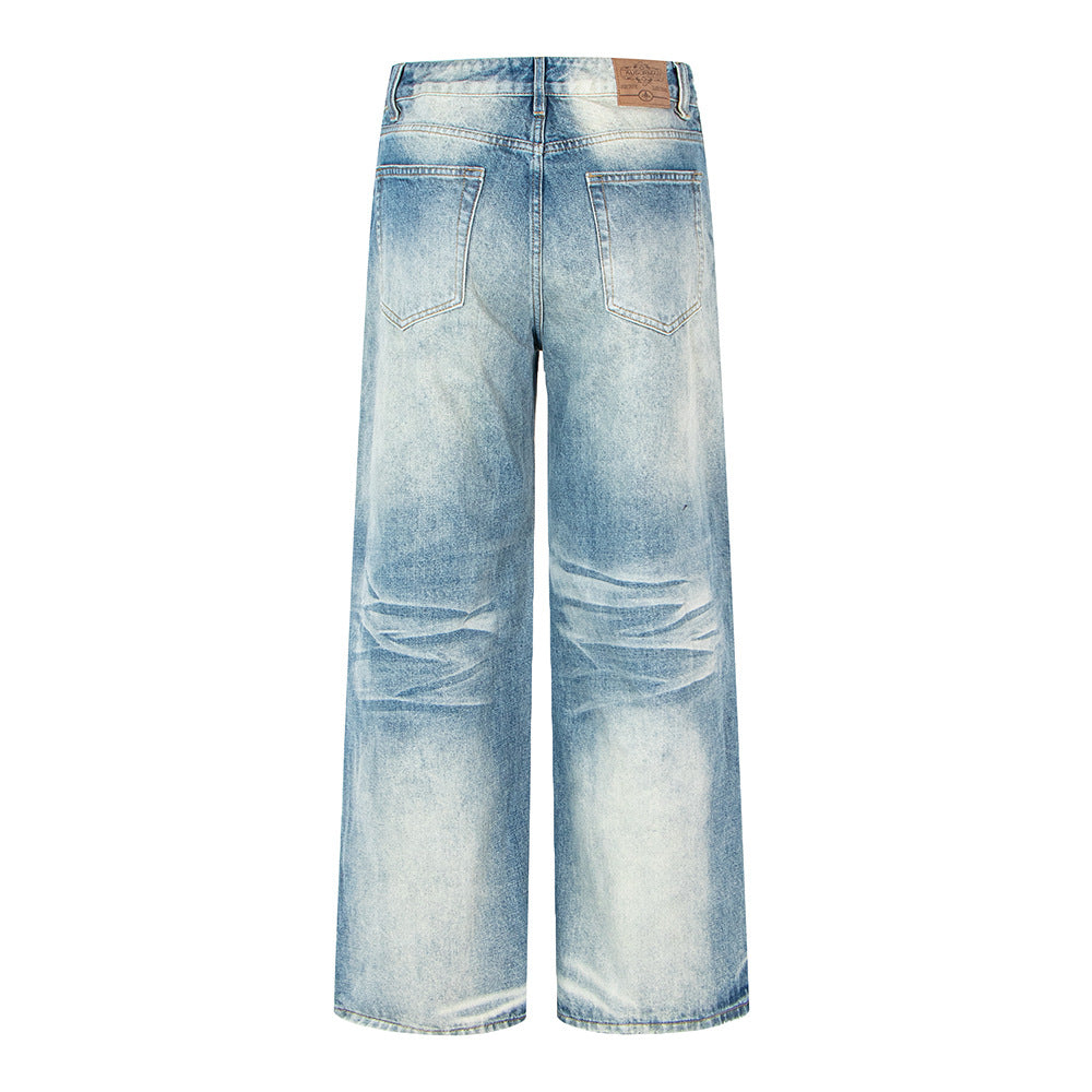 Vintage Distressed Straight Leg Denim Pants | Tajstylo