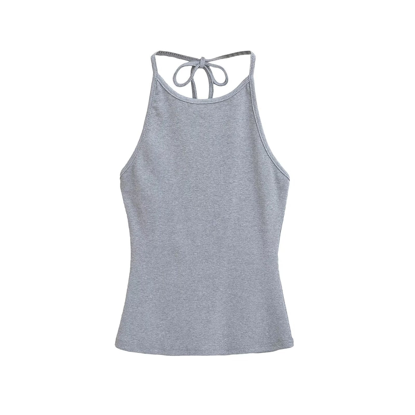 Woman wearing Backless Camisole Vest in a sunny outdoor setting