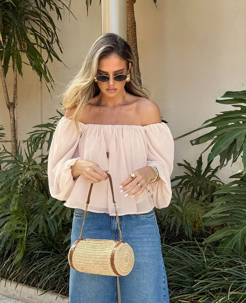 One Shoulder Chiffon Top | Tajstylo