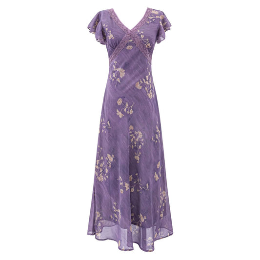 V-Neck Lace Waist-Cinching Dress | Tajstylo