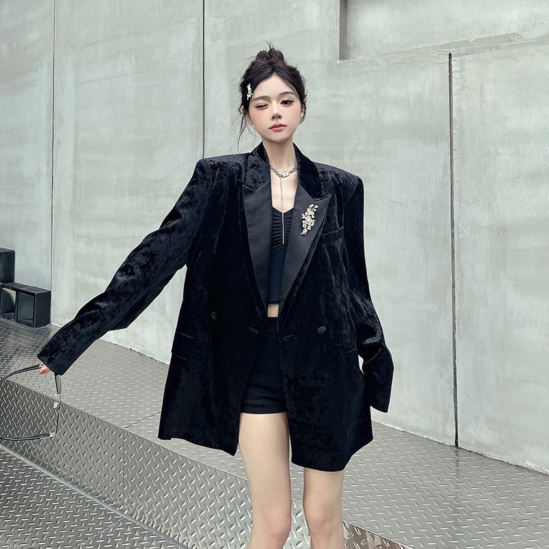 Black Velvet Suit for Women | Tajstylo