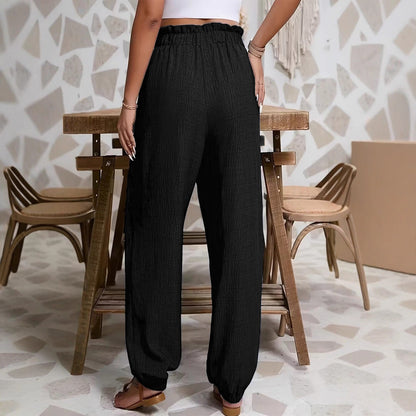 Elastic Solid Color Pants for Women | Tajstylo
