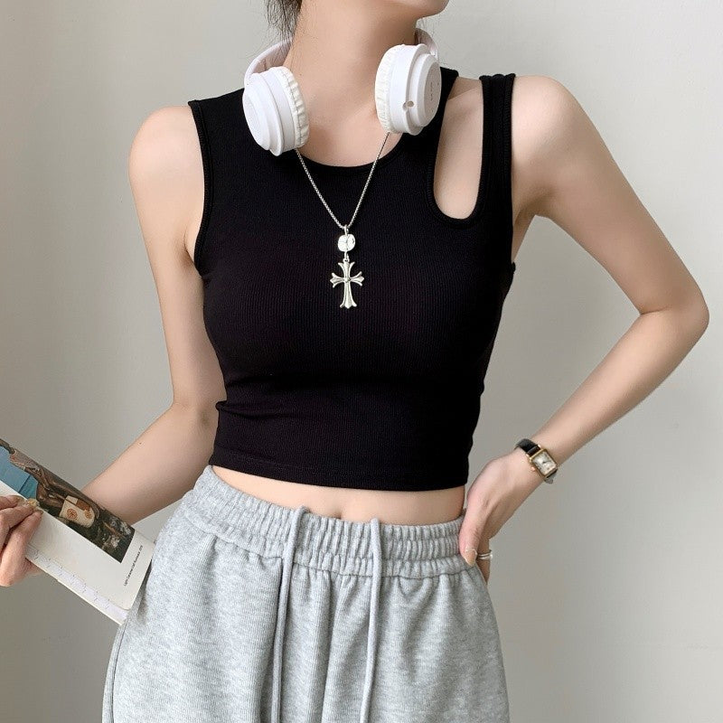 Woman wearing Wine Red Slim Fit Vest in a stylish urban setting