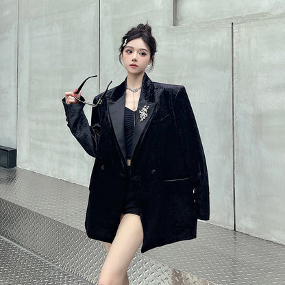 Black Velvet Suit for Women | Tajstylo