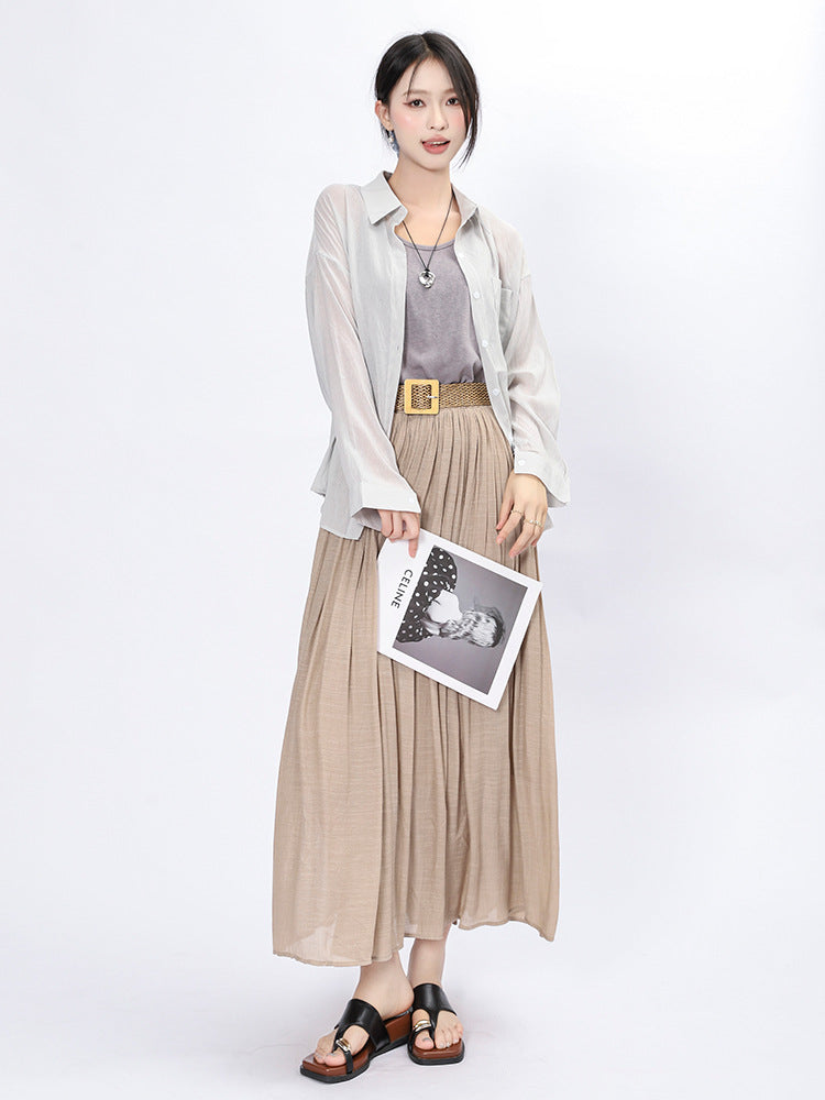 Solid Color A-Line Skirt | Tajstylo