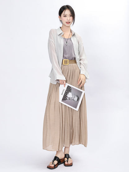 Solid Color A-Line Skirt | Tajstylo