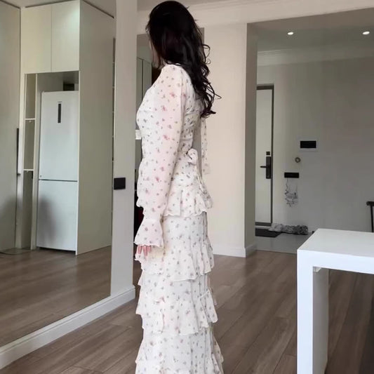 Long Sleeve Elegant Dress with Belt | Tajstylo