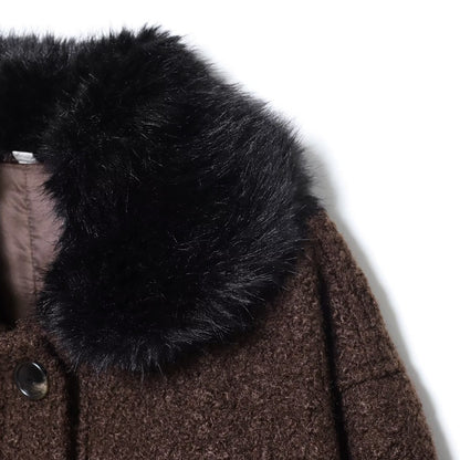 Woman wearing Hairy Collar Twill Coat in a casual setting