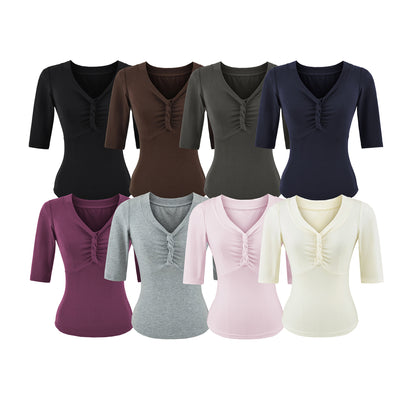 V-Neck Short Sleeve Top for Women | Tajstylo