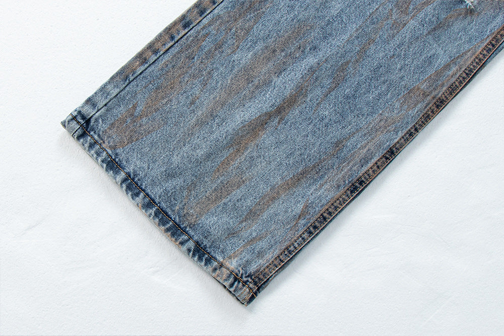 Oversized Straight Leg Washed Denim Pants | Tajstylo