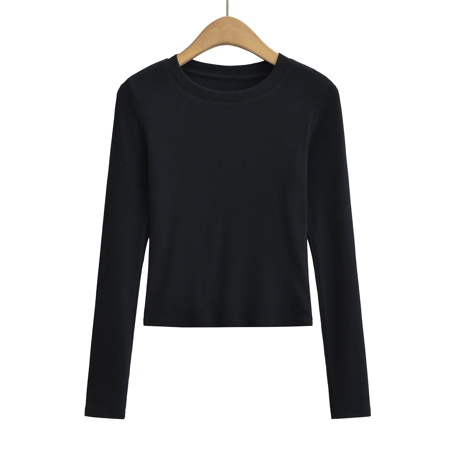 Woman wearing Slim Fit Long Sleeve T-Shirt in a casual setting