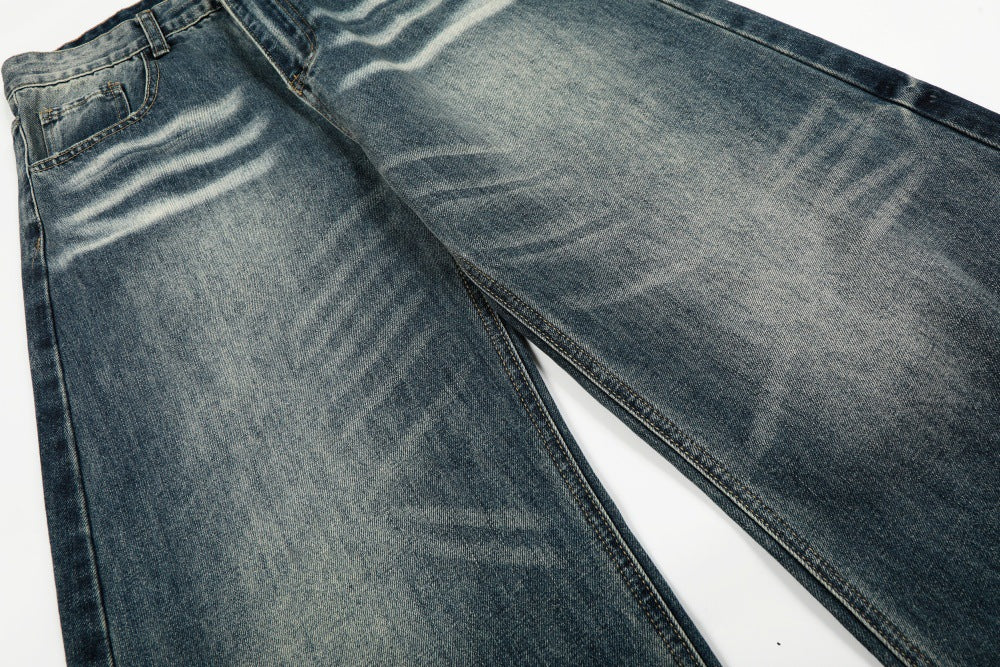Loose Fit Distressed Blue Denim Jeans | Tajstylo