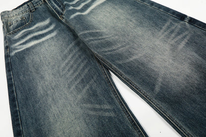 Loose Fit Distressed Blue Denim Jeans | Tajstylo