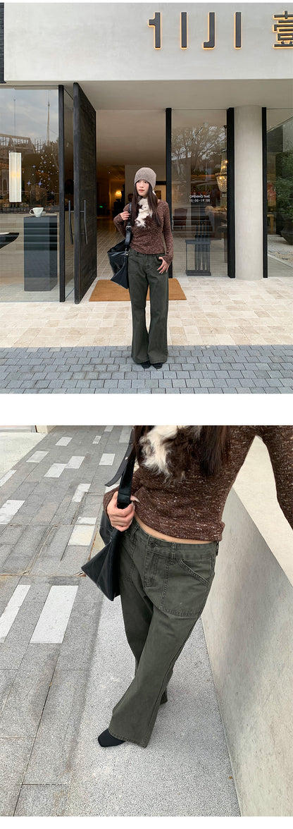 Distressed Flared Jeans with Pockets | Tajstylo