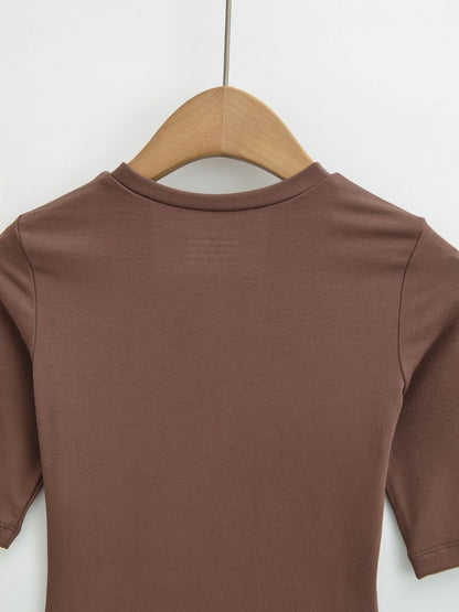 Slim Fit Round Neck Top | Tajstylo