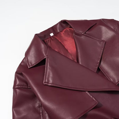 Long Lace Up Leather Jacket | Tajstylo