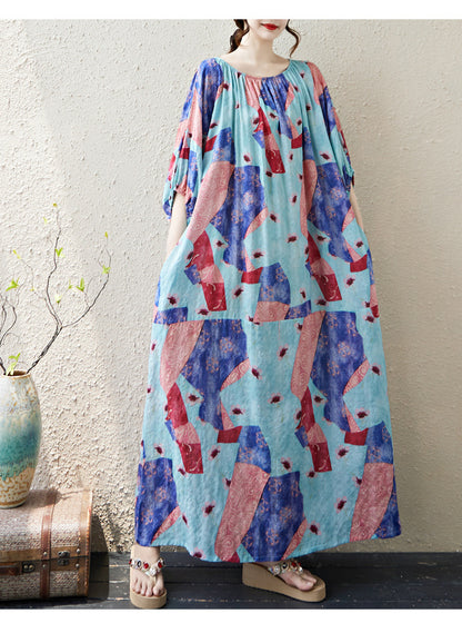 Multi-Color Printed Loose Dress | Tajstylo