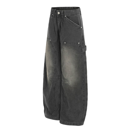 Washed Denim Curved Knife Pants | Tajstylo