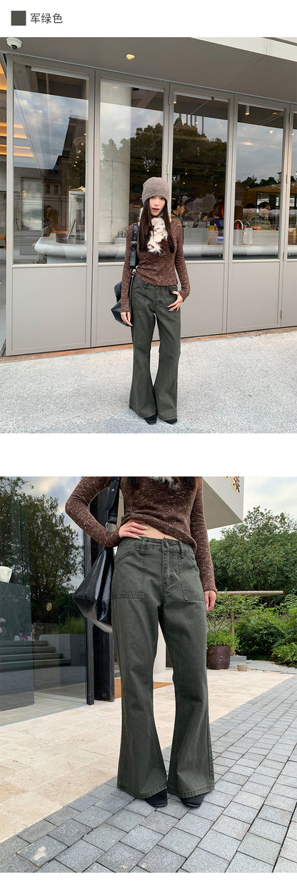 Distressed Flared Jeans with Pockets | Tajstylo