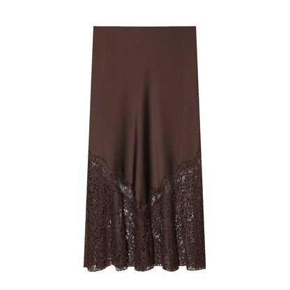 Lace Patchwork Midi Skirt | Tajstylo