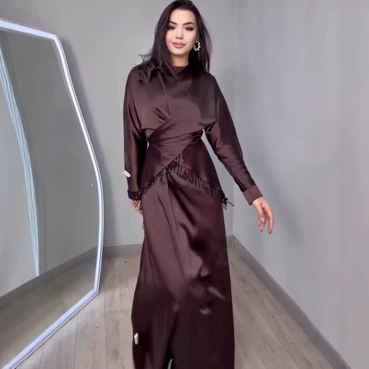 Long Sleeve Elegant Slip Dress | Tajstylo
