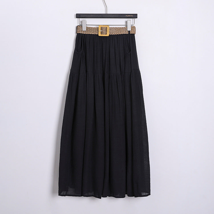 Belt Double Pocket Skirt | Tajstylo