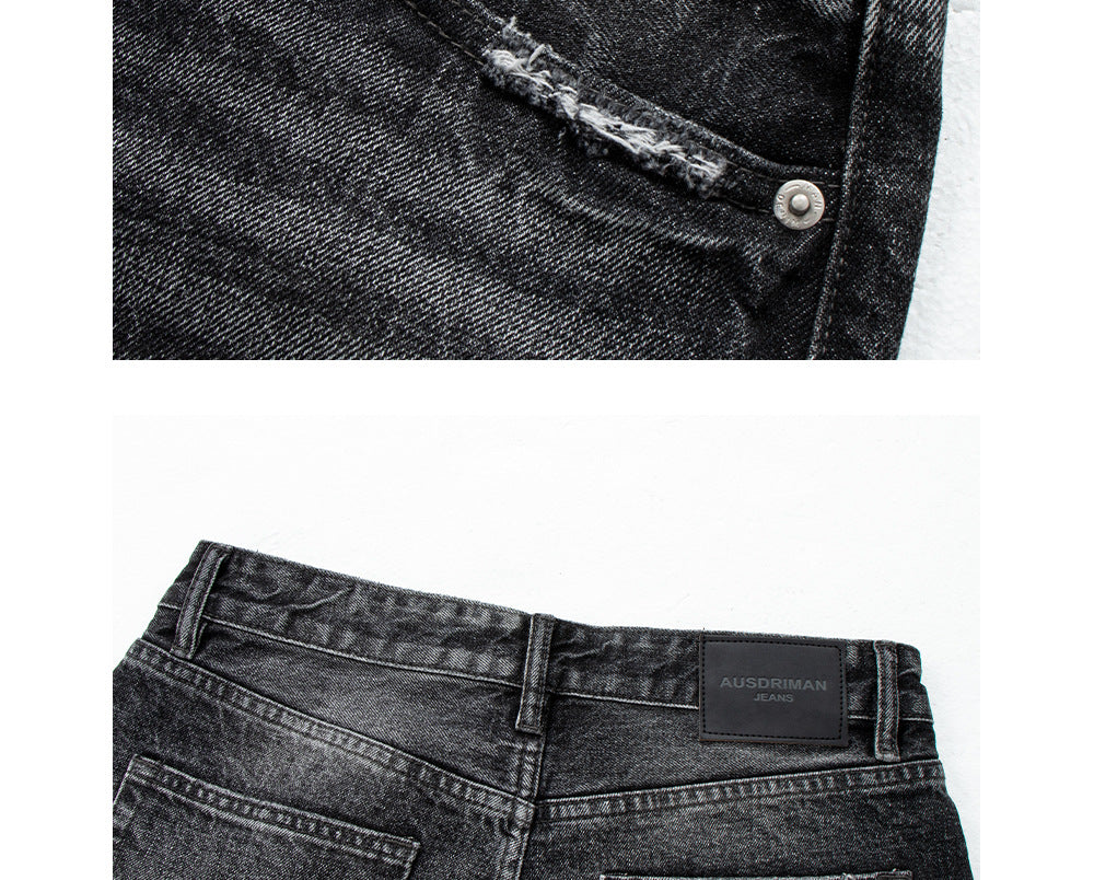 Lightning Pattern Distressed Fleece Jeans | Tajstylo