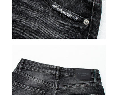 Lightning Pattern Distressed Fleece Jeans | Tajstylo