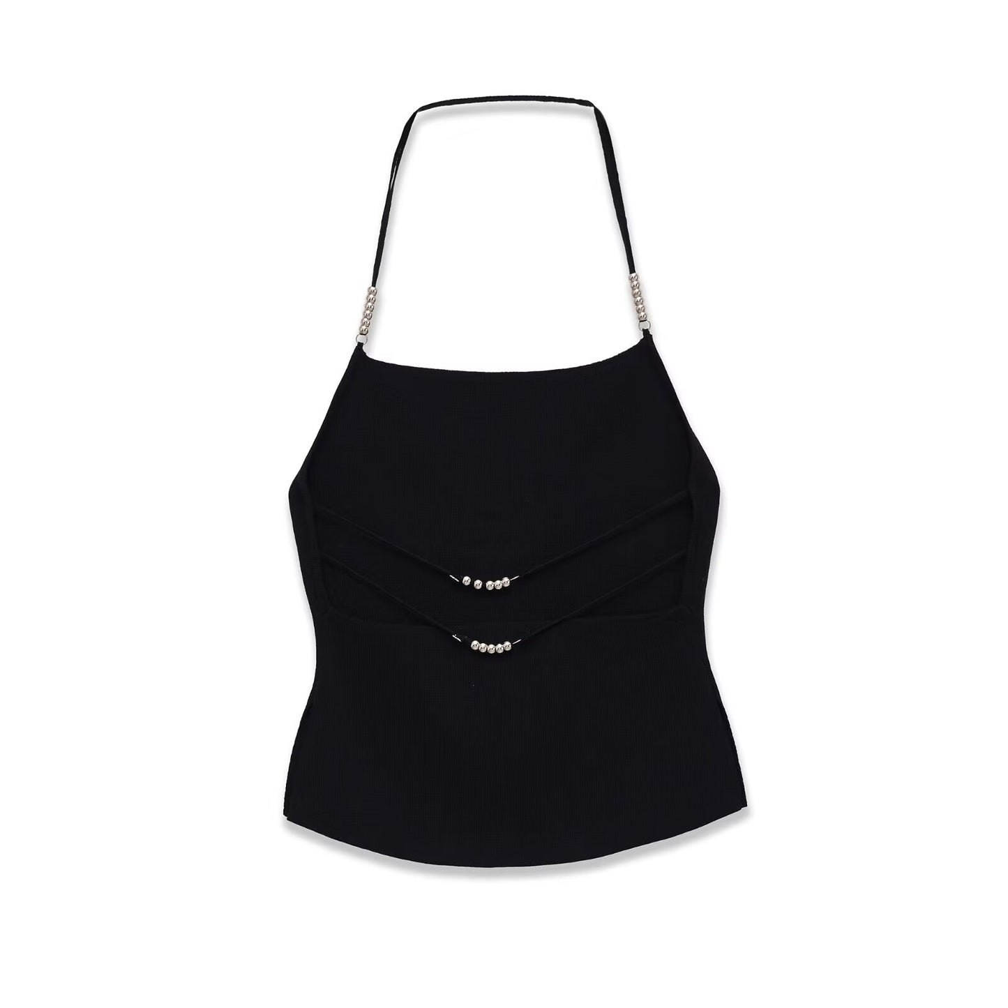 Backless Adjustable Metal Ball Slim Shoulder Top | Tajstylo