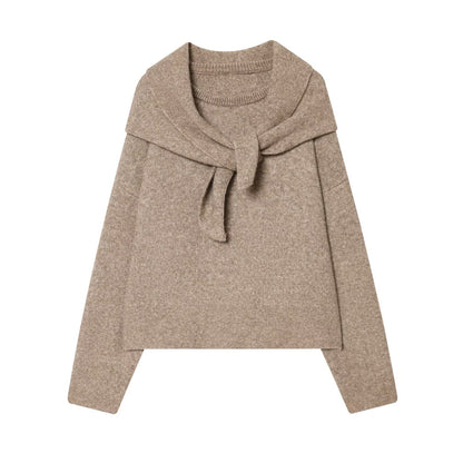 Loose Scarf Knitted Sweater | Tajstylo