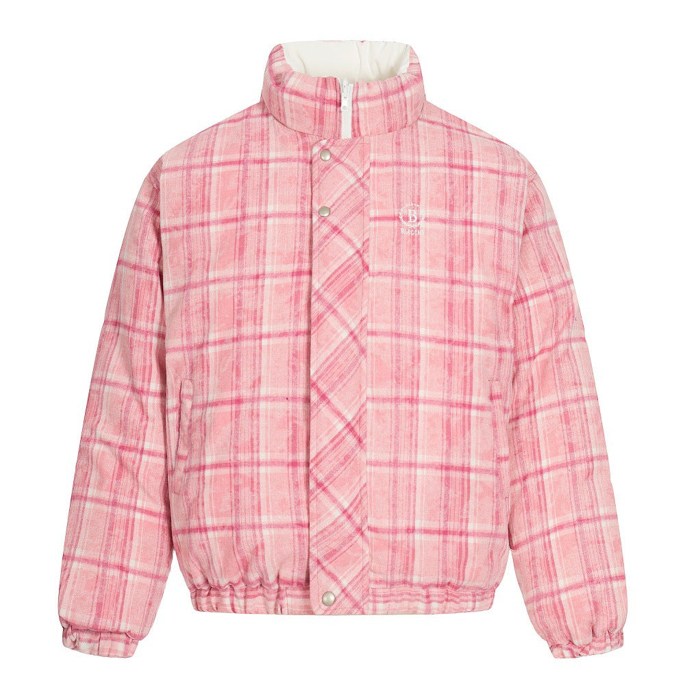 Double Sided Plaid Stand Collar Jacket | Tajstylo