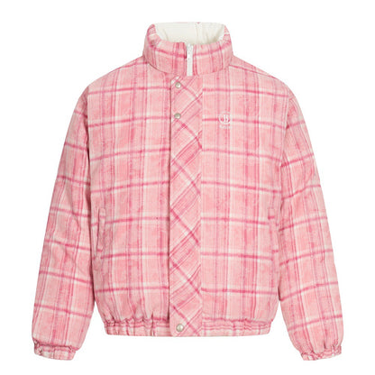 Double Sided Plaid Stand Collar Jacket | Tajstylo