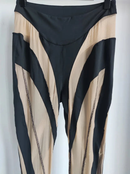 Color Block Mesh Splicing Leggings | Tajstylo