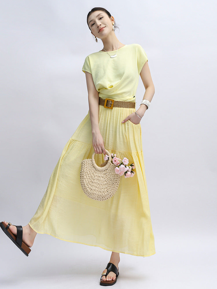 Belt Double Pocket Skirt | Tajstylo