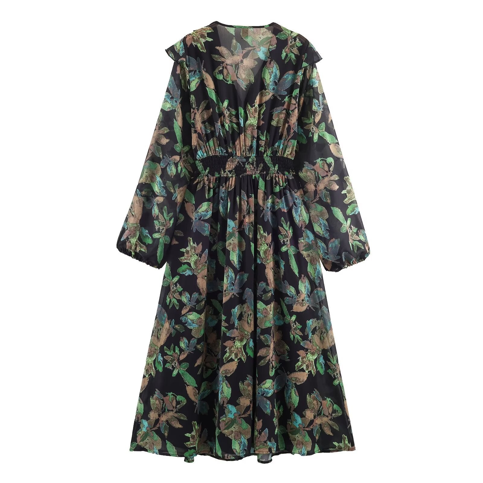 Woman wearing Women's Long Sleeve A-Line Mini Dress in a casual setting