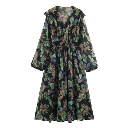 Woman wearing Women's Long Sleeve A-Line Mini Dress in a casual setting