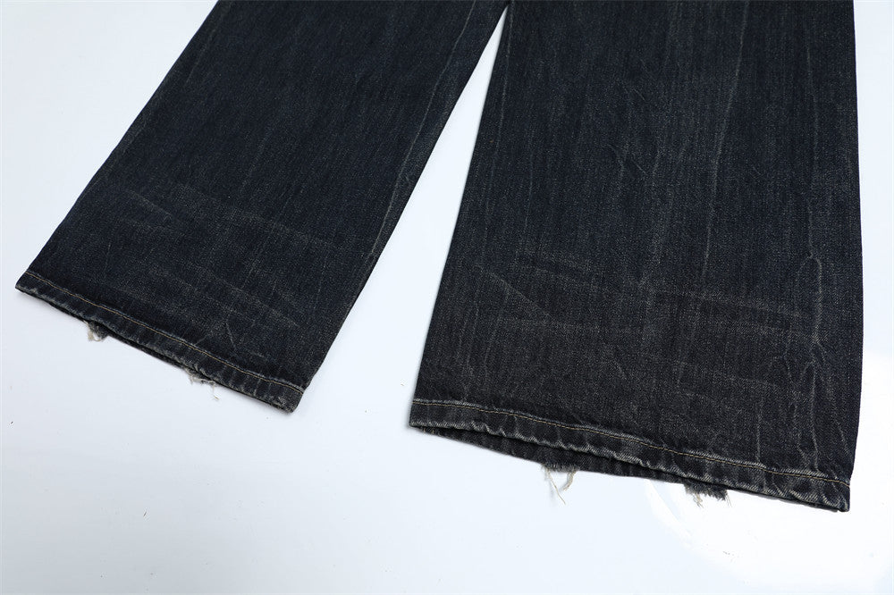 Black Denim Straight Leg Jeans | Tajstylo