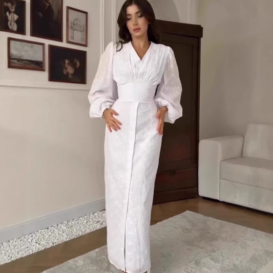 Long Sleeve Slit Summer Dress | Tajstylo