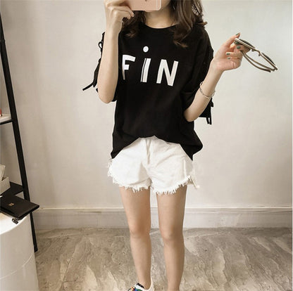 Letter Print Loose Fit T-Shirt | Tajstylo