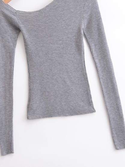 Slanted Shoulder Off Shoulder Slim Fit Top | Tajstylo