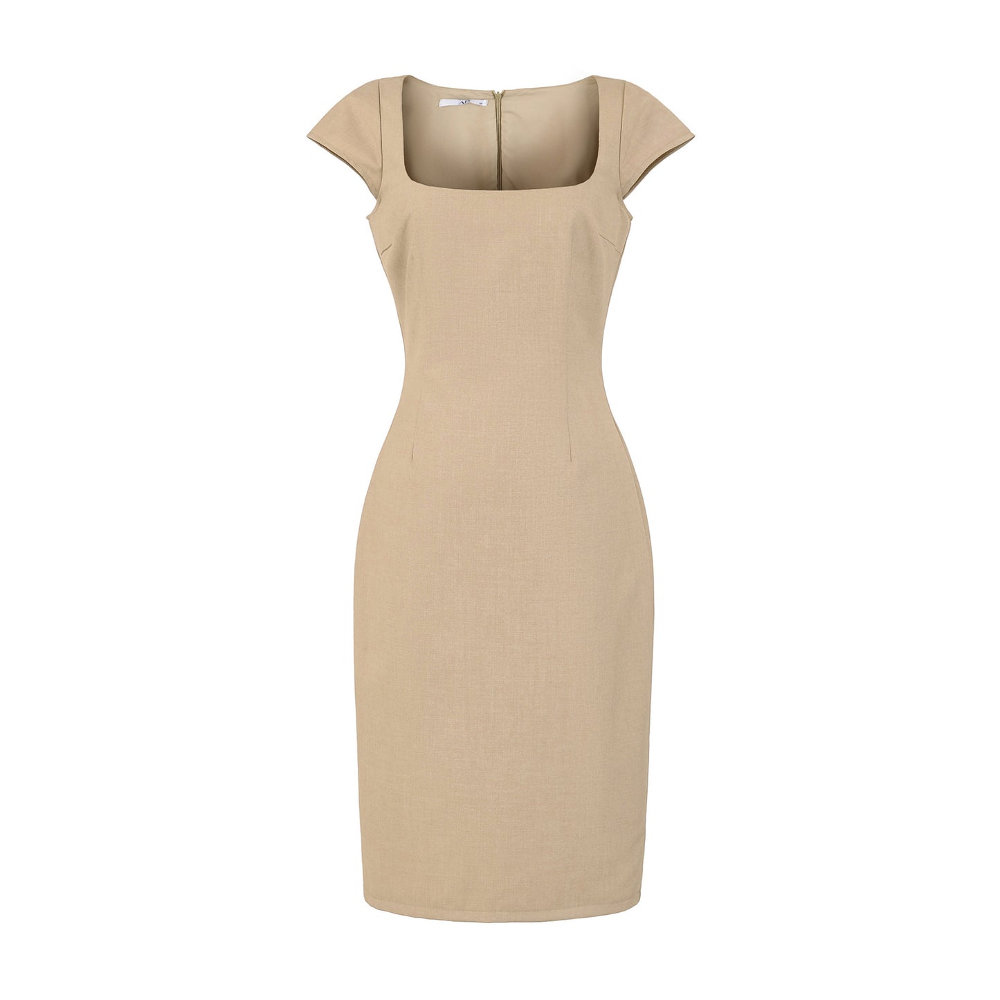 Woman wearing Solid Color Square Neck Pullover Dress in a stylish setting