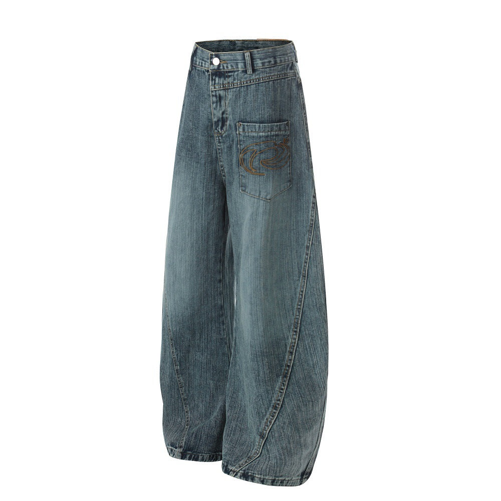Blue Cowboy Curved Pants | Tajstylo