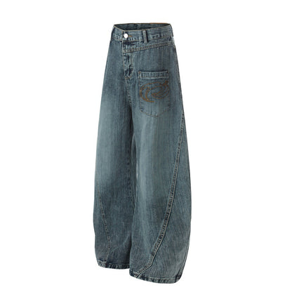 Blue Cowboy Curved Pants | Tajstylo