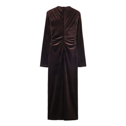 Wrinkled Velvet Midi Dress | Tajstylo