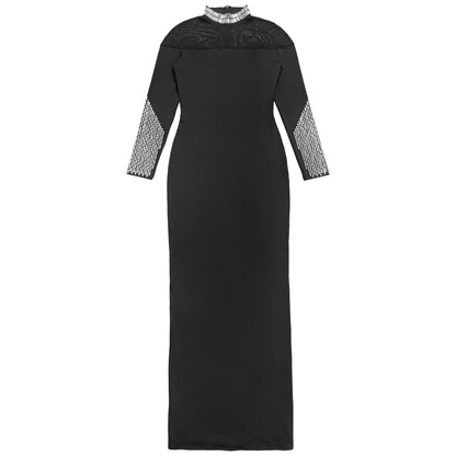 Elegant High Neck Long Sleeve Fitted Dress | Tajstylo