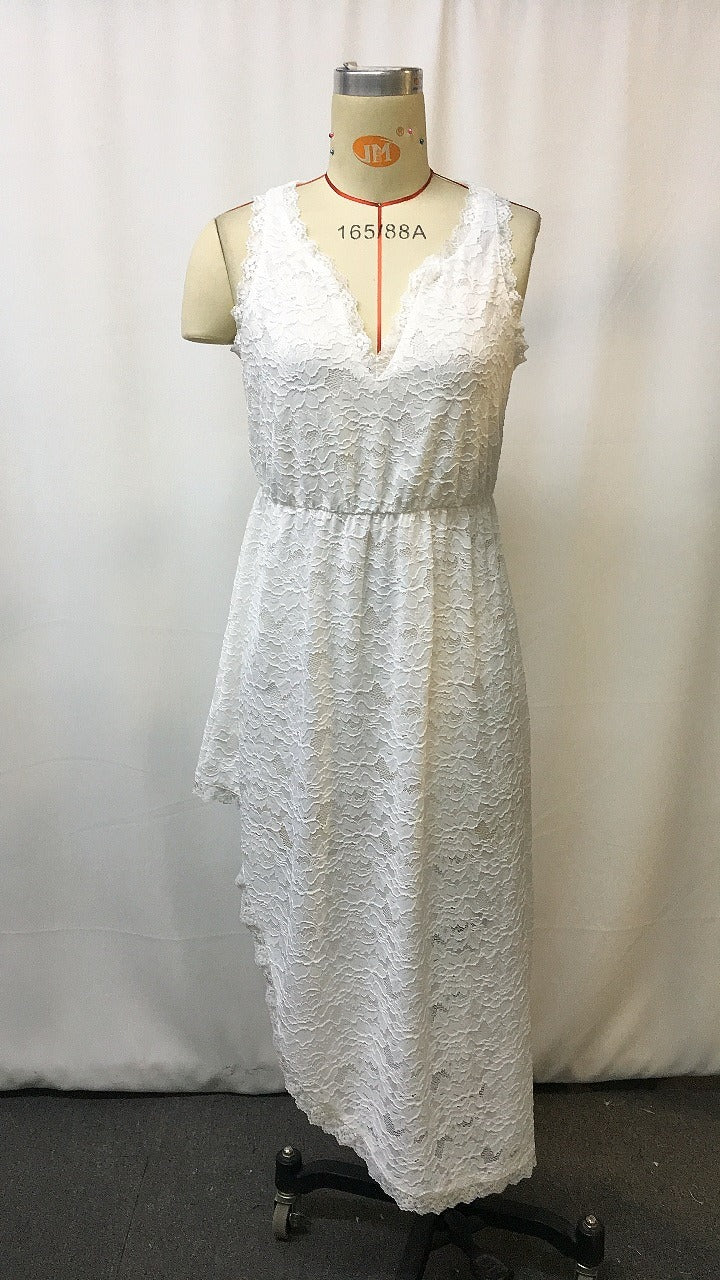Woman wearing Vintage Bohemian Lace Midi Dress in a sunny park