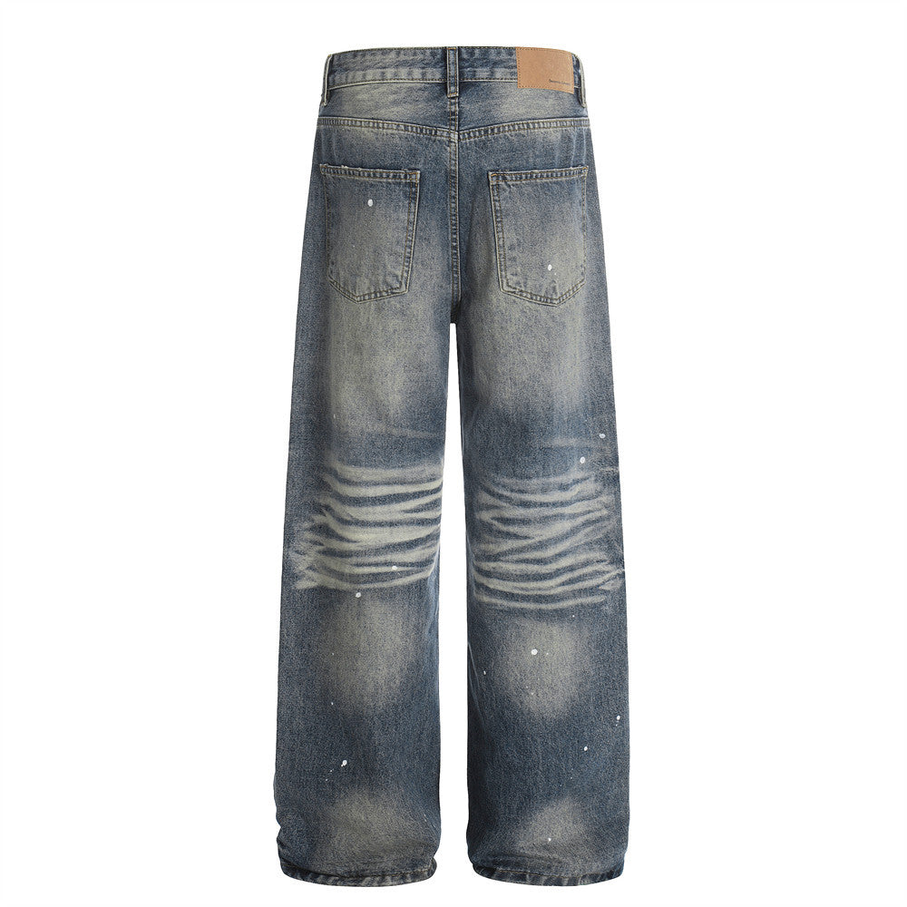White Washed Denim Straight Leg Pants | Tajstylo