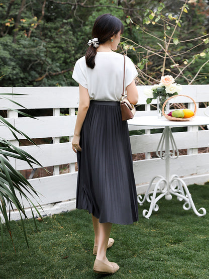 Solid Pleated Skirt for Women | Tajstylo